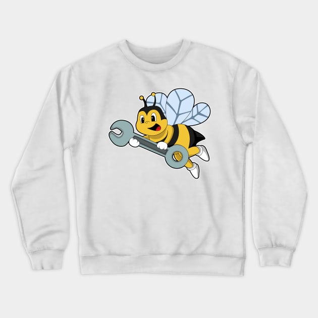 Bee as Mechanic with Wrench Crewneck Sweatshirt by Markus Schnabel